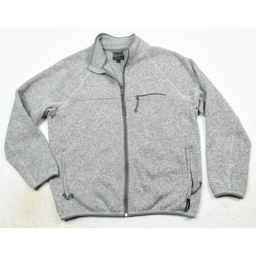 J.Crew Nordic Polartec Full-Zip Fleece Jacket Mens Large Gray Long Sleeve